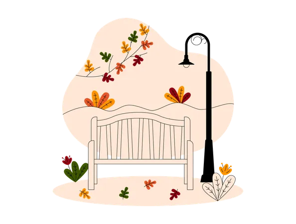 Banc de saison d'automne  Illustration