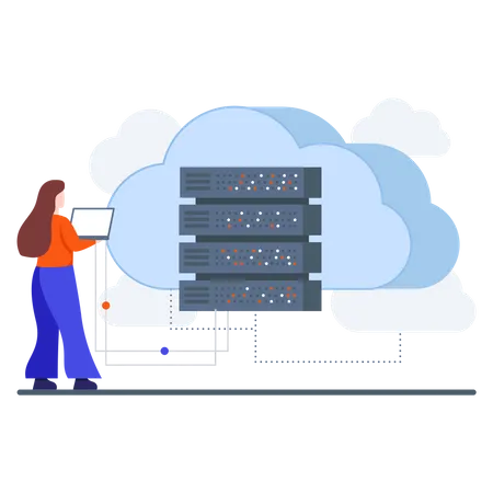 Banco de dados baseado em nuvem do site  Ilustração
