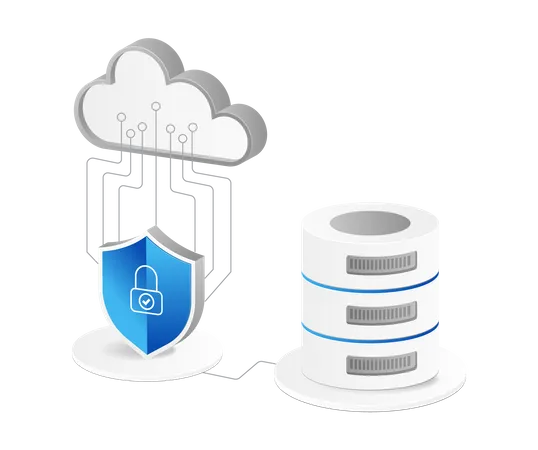 Banco de dados de servidor em nuvem  Ilustração