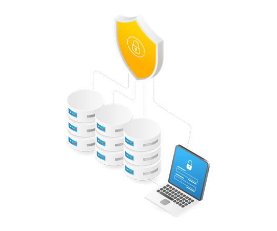 Rede de computadores de segurança de banco de dados  Ilustração