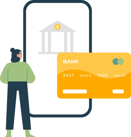 Banco on-line em aplicativo móvel  Ilustração