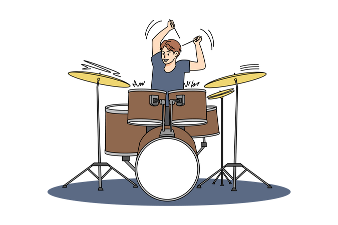Band drummer performing  Illustration