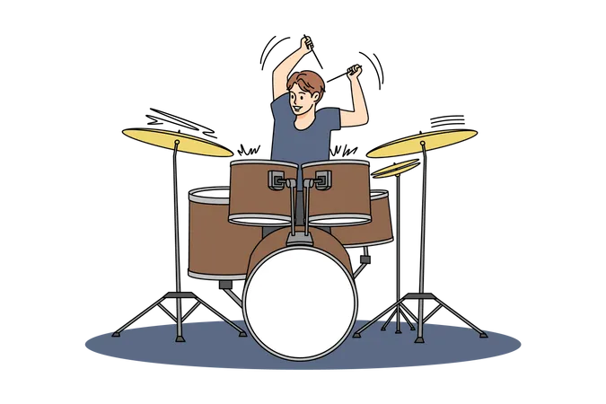 El baterista de la banda realizando  Ilustración