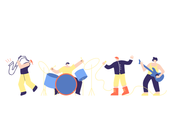 Banda masculina de rock pop  Ilustração