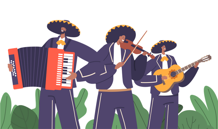 Banda de Músicos Mariachis  Ilustração