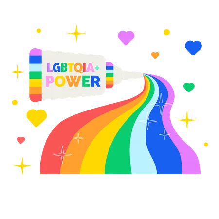 Bandeira do Orgulho LGBTQIA+ com Mensagem de Poder  Ilustração