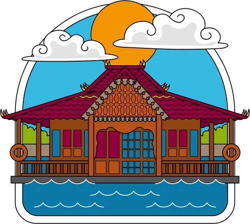 Maison traditionnelle Bangka Belitung  Illustration