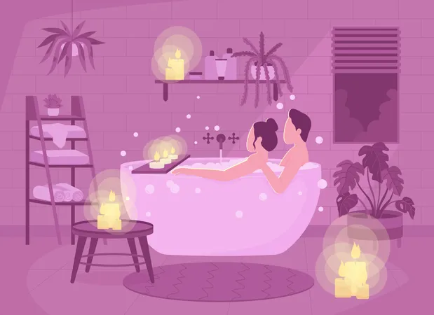 Banho romântico juntos  Ilustração