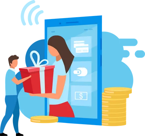 Bank Account Bonuses Flat Vector Illustration Cashback Options Cartoon Concept Mobile Banking Ebanking Digital Wallet App Special Offers Discounts Referral Reward Program Customer Loyalty 일러스트레이션