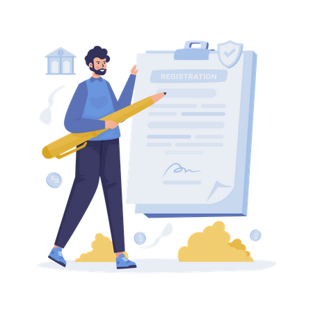 Bank account registration  Illustration