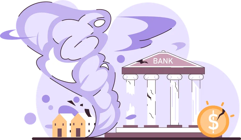 銀行が破産する  イラスト