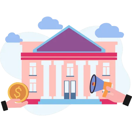 Bank building announces monetary gains  Illustration