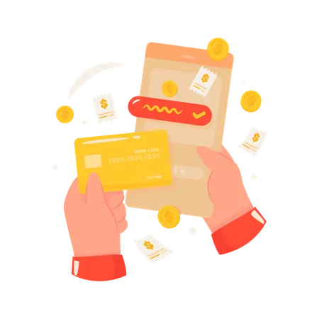 Bank card payment using mobile  Illustration