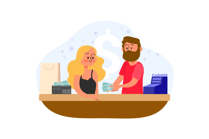 Bank Cashier Illustration