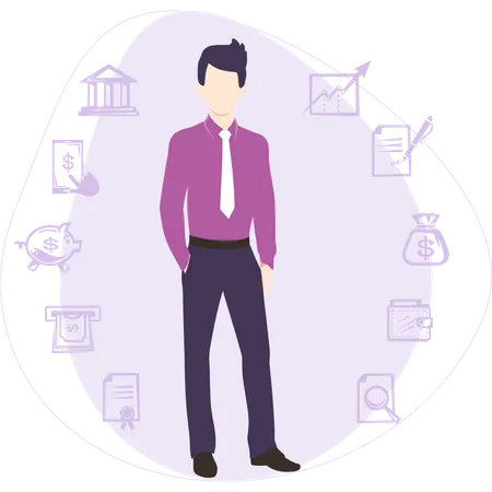 A Bank Employee Standing Illustration