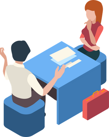 Bank employee doing discussion  イラスト