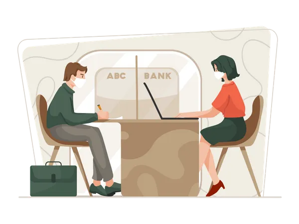 Bank employee working in bank  Illustration