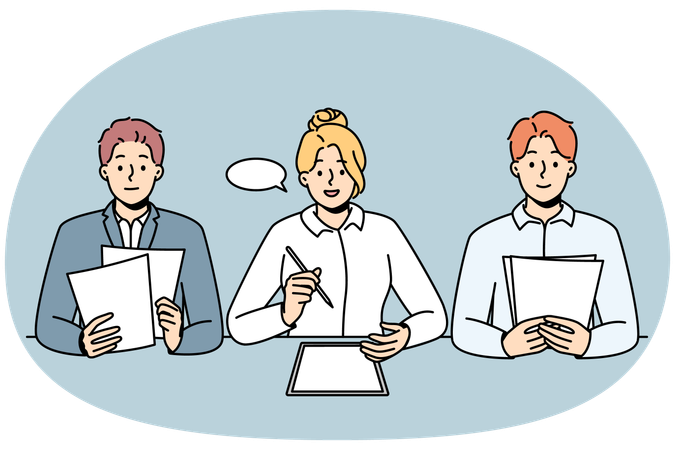 Bank employees offer to take loan  Illustration
