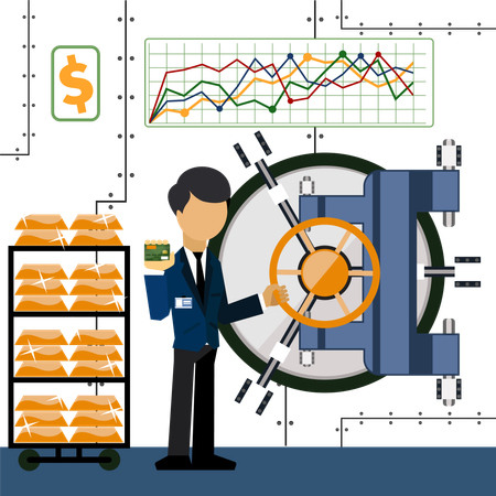 Bank Gold Storage  Illustration