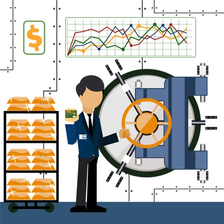 Bank Gold Storage  Illustration