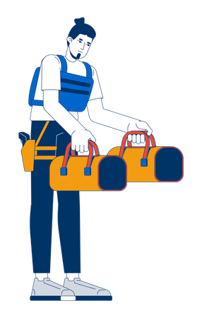 Bank guard carrying cash bags  Illustration