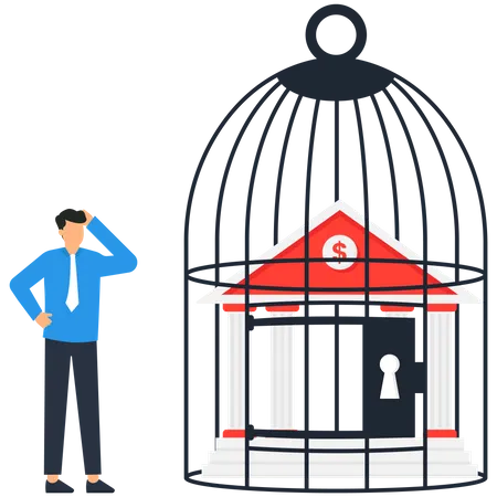 Bank in cage  Illustration