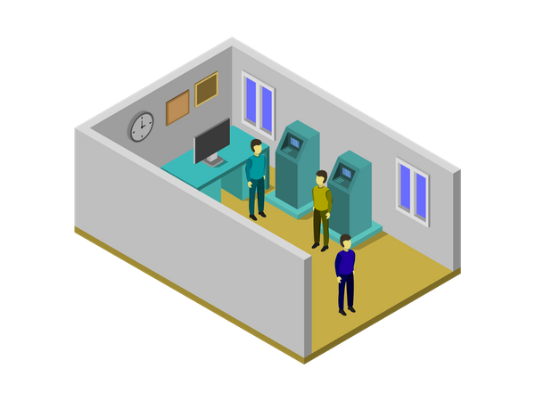 Bank Machine Room  Illustration