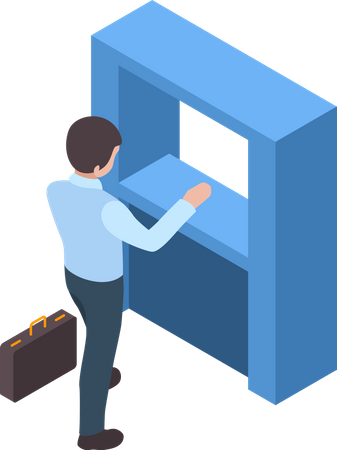 Bank manager setting up  Illustration