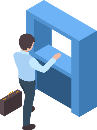 Bank manager setting up  イラスト