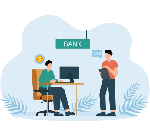 Bank Manager working at bank  Illustration