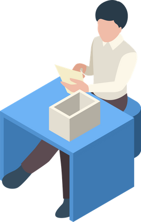 Bank manager working on desk  イラスト
