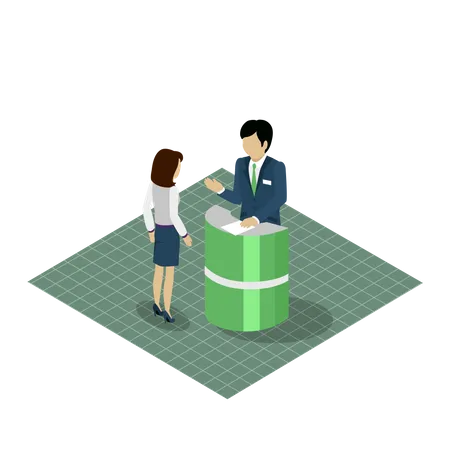 Bank manger Consulting with customer  イラスト