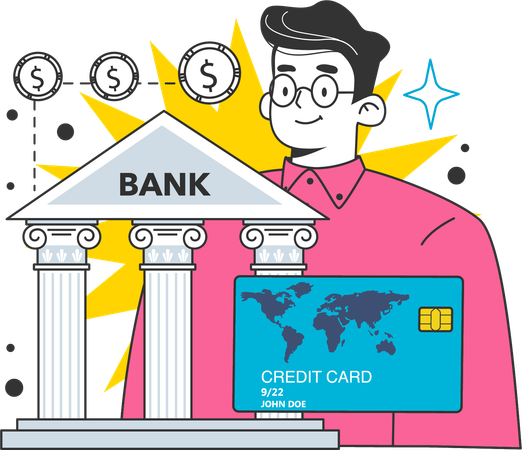 Bank officer reviews at bank card  Illustration