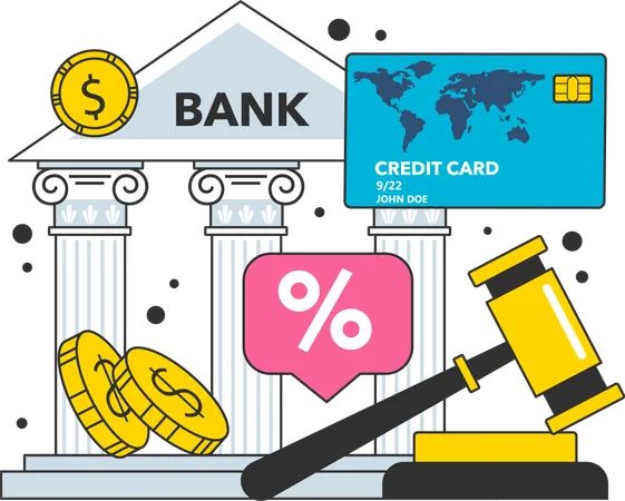 Bank pays credit card bills  Illustration