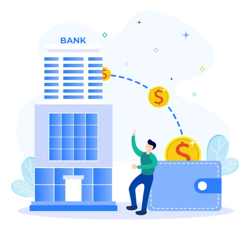 Bank To Wallet  Illustration