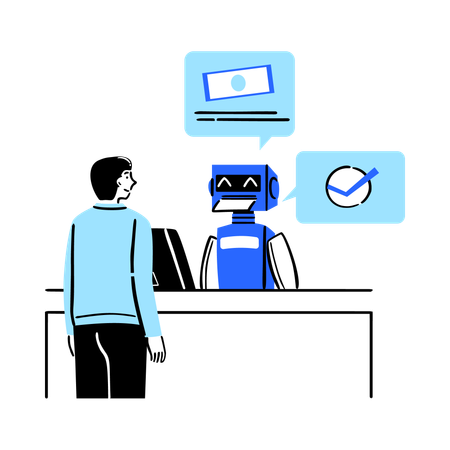 Bank using ai technology reply customer  Illustration