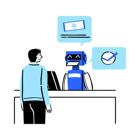 Bank using ai technology reply customer  Illustration