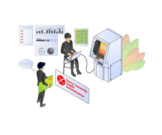 Bank website under maintenance  Illustration