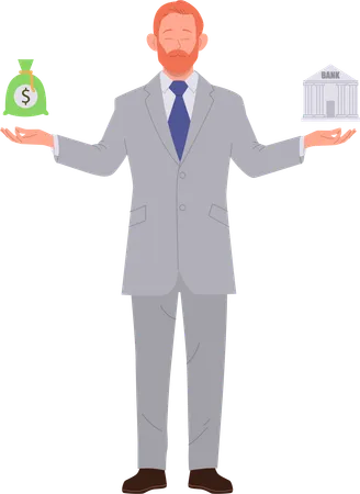 Bank worker presenting benefits of financial deposit and investment  Illustration