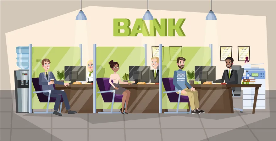Bankbüro-Innenraum  Illustration