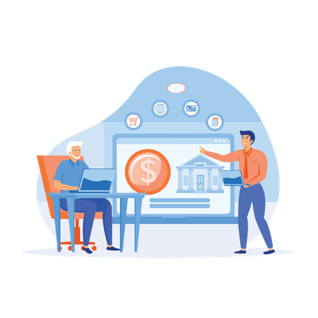 Bankers investigating loan analysis  Illustration