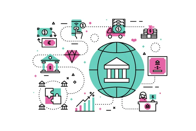 Banking and Finance line icons illustration  Illustration