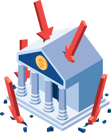 Banking with Falling Arrow Banking Crisis  Illustration