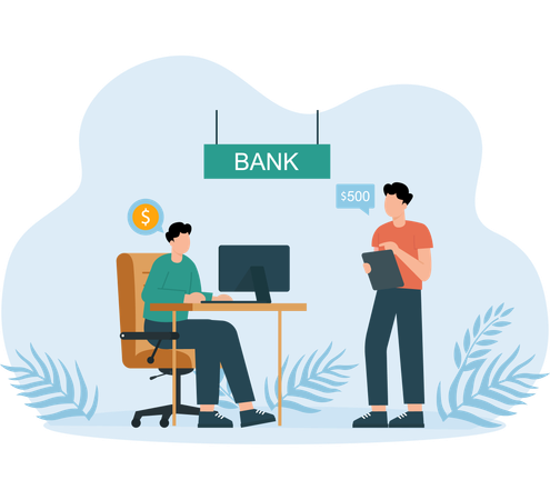 Bankmanager, der bei einer Bank arbeitet  Illustration