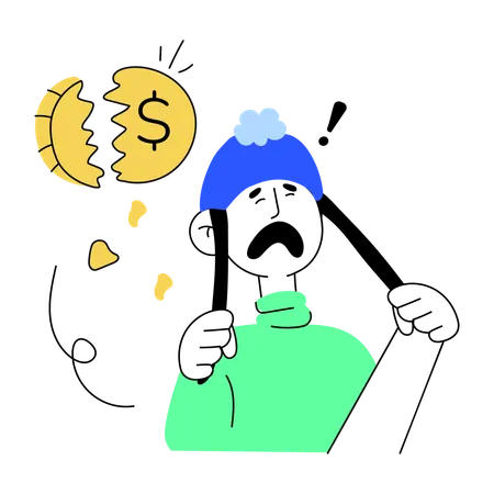 Premium Doodle Mini Illustration Of A Bankrupt Person Illustration