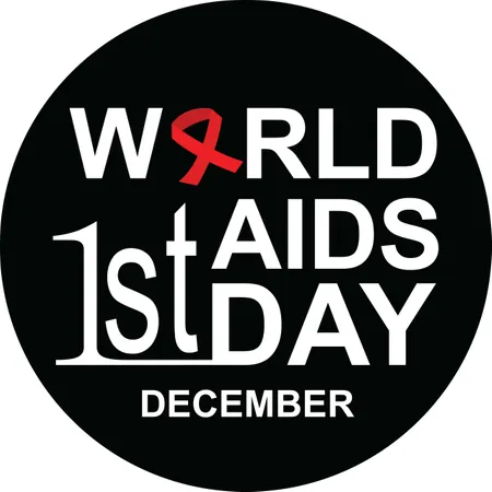 Bandeira Com Fita Vermelha. Cartaz com símbolo para o Dia Mundial da Aids, 1º de dezembro. Modelo de design, ilustração vetorial.  Ilustração