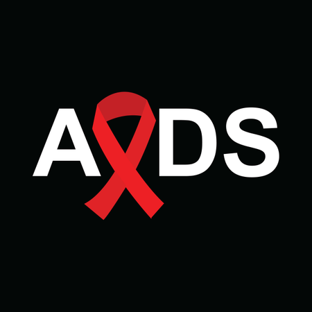 Banner Con Nastro Rosso. Poster con il simbolo per la Giornata mondiale contro l'AIDS, 1 dicembre. Modello di progettazione, illustrazione vettoriale.  Illustration