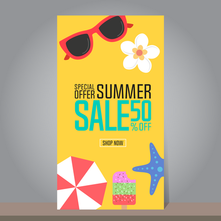 Banner de venda de verão  Ilustração
