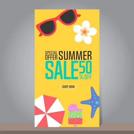 Banner de venda de verão  Ilustração