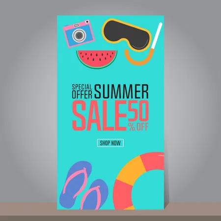 Banner de promoção de verão  Ilustração